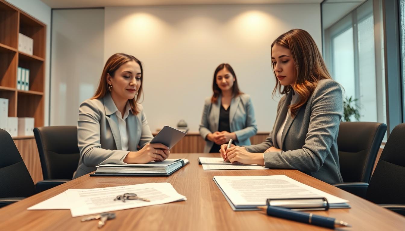 Family reviewing legal documents